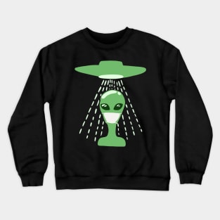 Alien In Face Mask - Social Distancing Quarantine Drawing Crewneck Sweatshirt